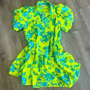 Lime green and electric blue babydoll spring dress! New without tags!